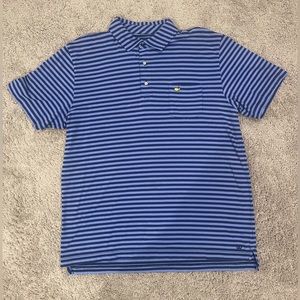 Masters Navy & Sky Blue Striped Peter Millar Performance Tech Golf Shirt